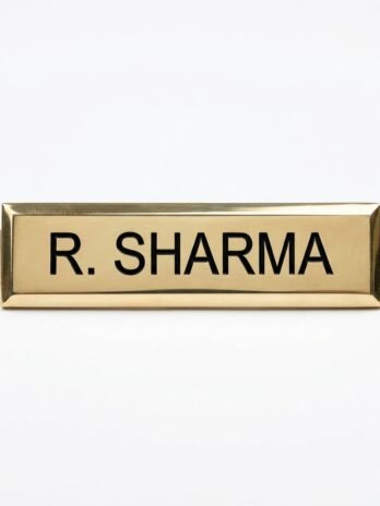 Black Acrylic Uniform Nameplate with Gold Lettering