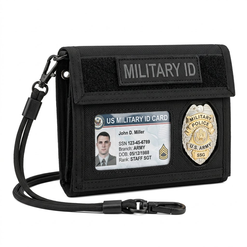 Tactical Tri-Fold Military ID Card Wallet & Badge Holder