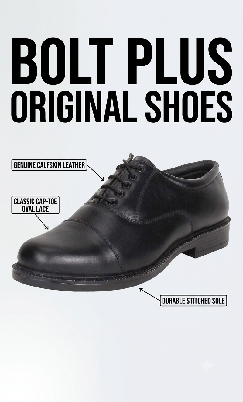 BOLT PLUS BLACK OFFICE LEATHER SHOE