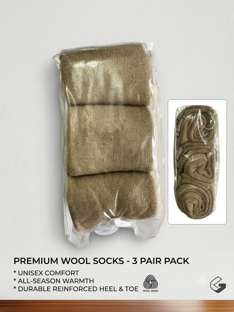 khakhi Winter Socks Pack of 3