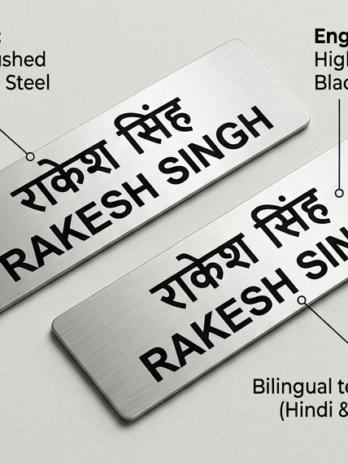 Indian Air Force Blue Uniform Steel Name Tab