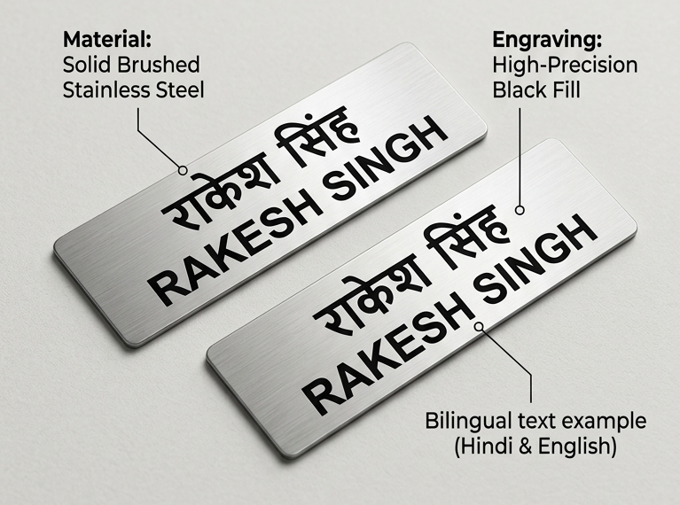 Indian Air Force Blue Uniform Steel Name Tab