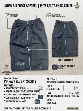 Indian Air Force PT Shorts Navy Blue